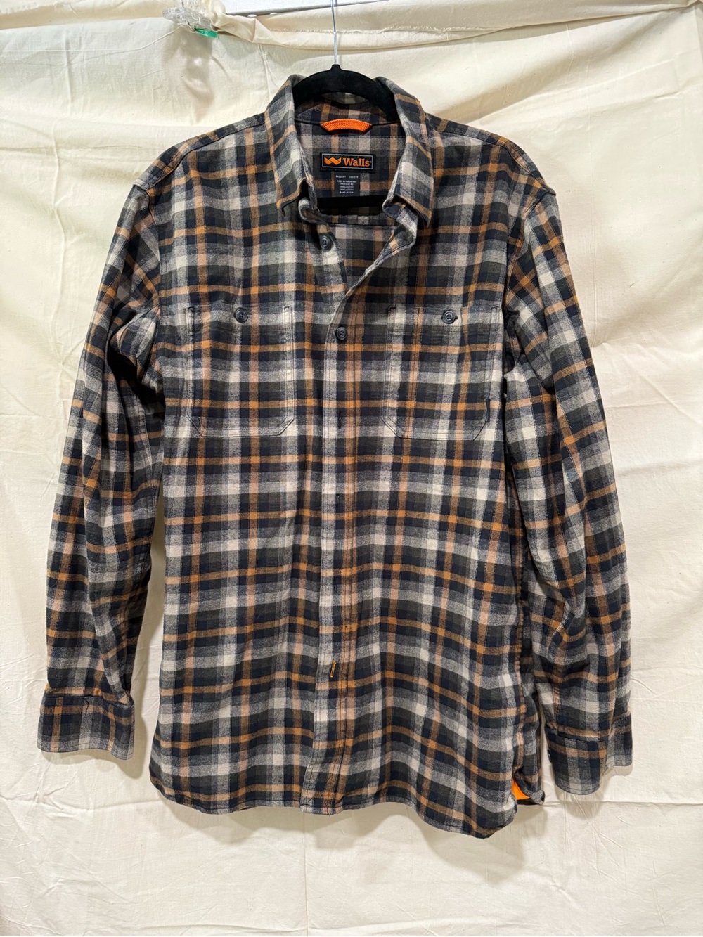 Walls Men's Plaid Button-Down Shirt - Black, Gray & Brown